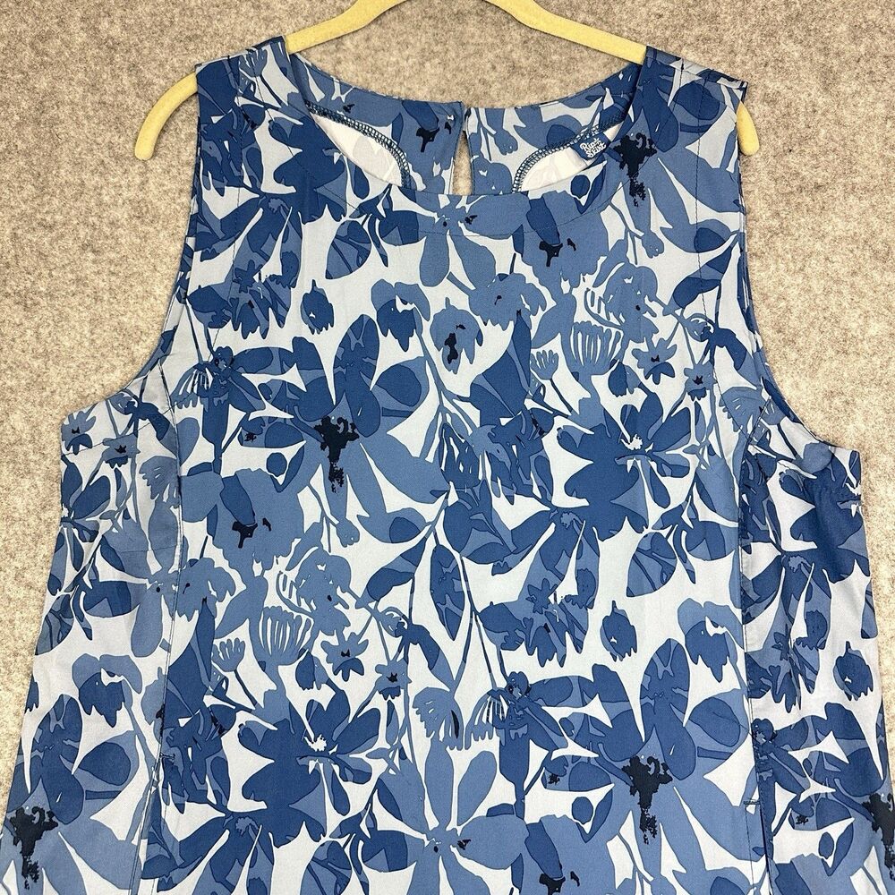 RipSkirt Hawaii Sun Dress Maxi Long Womens L Blue Floral Beach Resort Pockets - Picture 2 of 16
